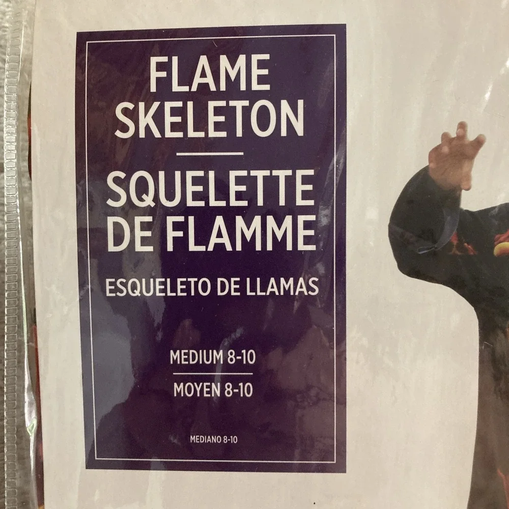 Flame Skeleton Halloween Costume Child Size Medium‎ 8-10 Scary Trick Or Treat